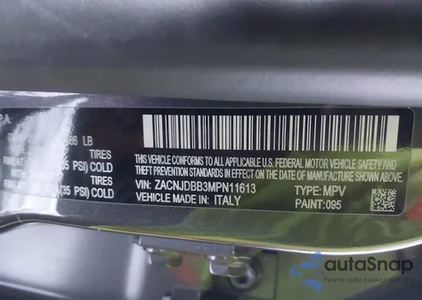 2021 Jeep Renegade Latitude 4X4 z USA, uszkodzony, nr VIN ZACNJDBB3MPN11613